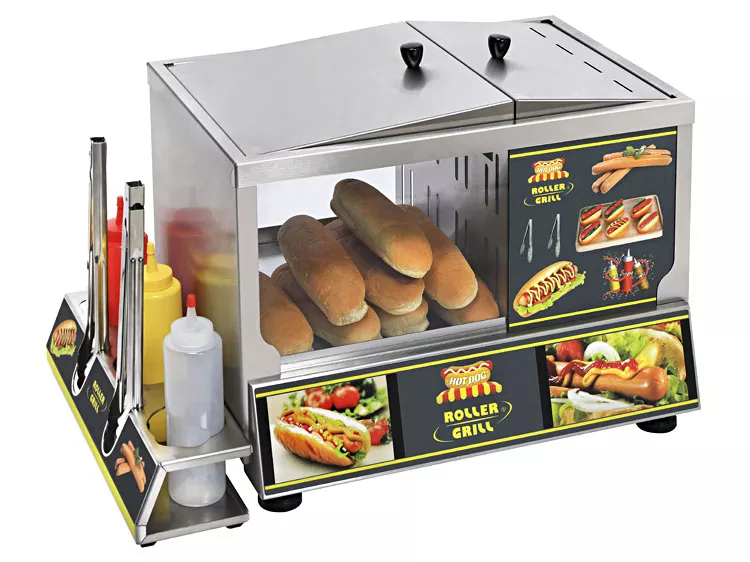 WantJoin Hot Dog Grill Machine, Commercial Electric Hot Dog roller, 900W  Sausage Machine Hot-dog 7 Roller Grill Cooker Machine (silver)